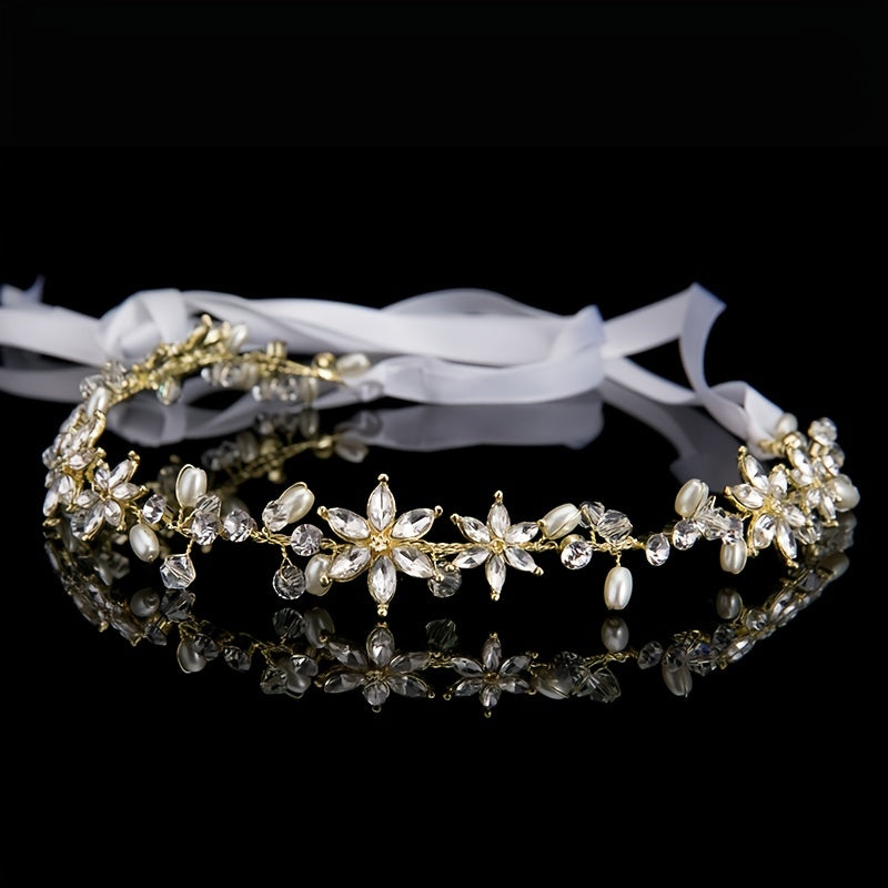 Golden Wedding Flower Headpiece for Bride Girls
