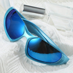 Y2K Wrap Around Shield Sunglasses Mirror Sun Shades