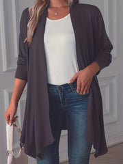 Casual Cardigan Women's Plus Solid Long Sleeve Open Front