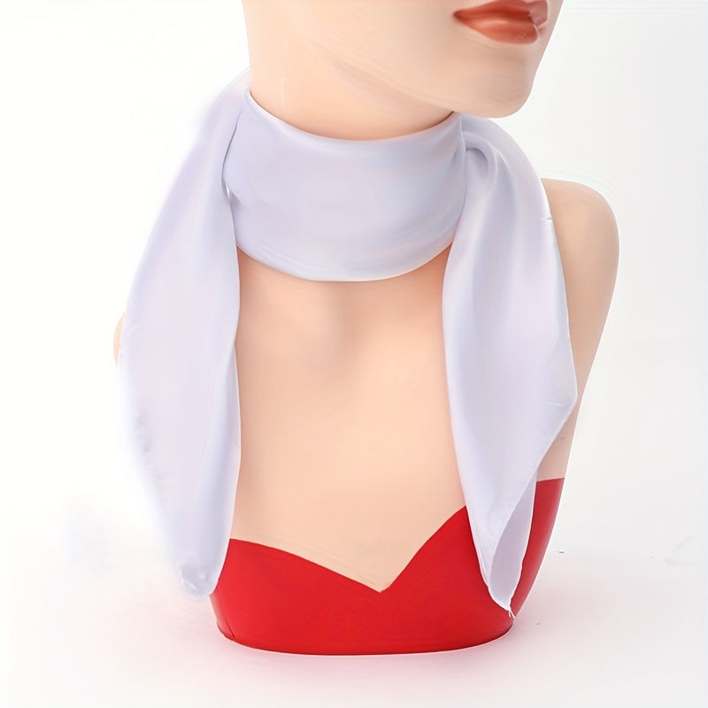 Solid Satin Square Scarf Classic Silk Neckerchief Casual Bandana