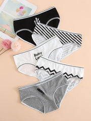 5 Pack Cotton Mid Waist Briefs Panties Women's Underwear