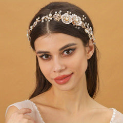 Faux Pearl Flower Bridal Headband Wedding Hair Accessories Jewelry