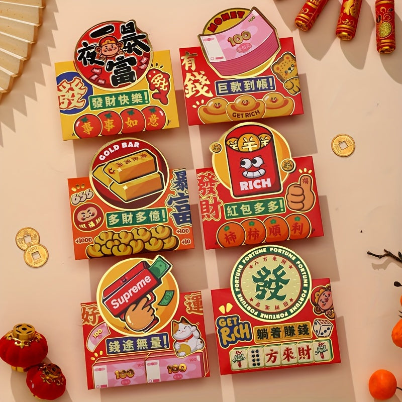 6pcs Chinese Dragon Year Cartoon Red Envelope Lucky Money Bag