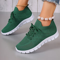 Women's Argyle Textured Athletic Running Shoes Solid Mesh Casual Sneakers