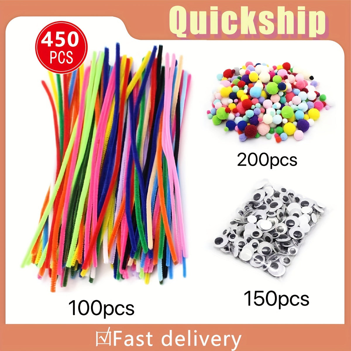 450pcs DIY Twisting Sticks Fur Balls Educational Toys