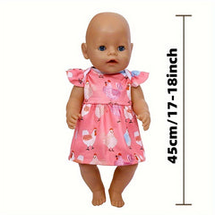 Pink Animal Print Dress for 17-18 Inch Dolls - Chicken & Hen Pattern