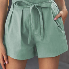 Drawstring Waist Casual Shorts With Pockets