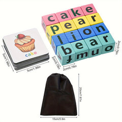 Wooden Alphabet Building Blocks Educational Spelling & Word Puzzle Game
