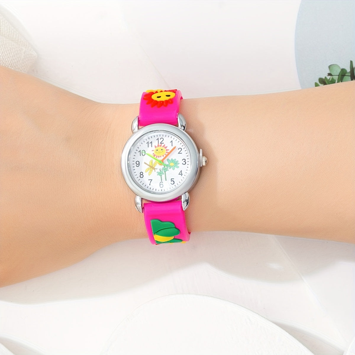 Girls Sunflower Butterfly Dragonfly Watch with Silicone Belt
