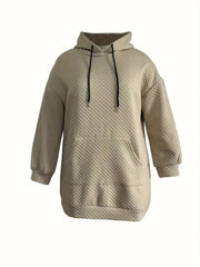 Solid Textured Hooded Sweatshirt Dress