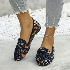 Sequins Flat Shoes Square Toe Soft Sole Ballet Flats