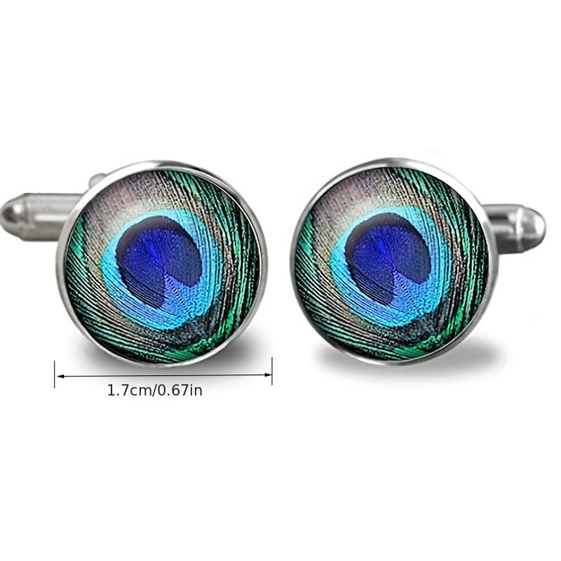Feather Time Gem Steel Cufflinks