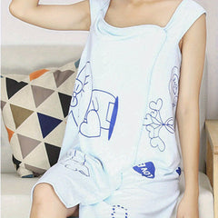 Rabbit Pattern Women's Bathrobe with Thick Straps