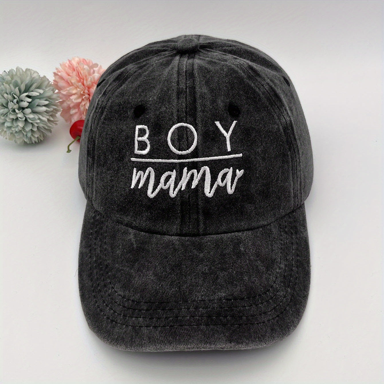 BOY MAMA Embroidery Baseball Cap Distressed Sun Hat
