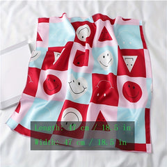 Cartoon Animal Print Bandana Satin Square Scarf Neckerchief Head Wrap