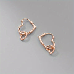 925 Silver Hoop Earrings for Teen Girls Hearts Interlocking Dangle Drop