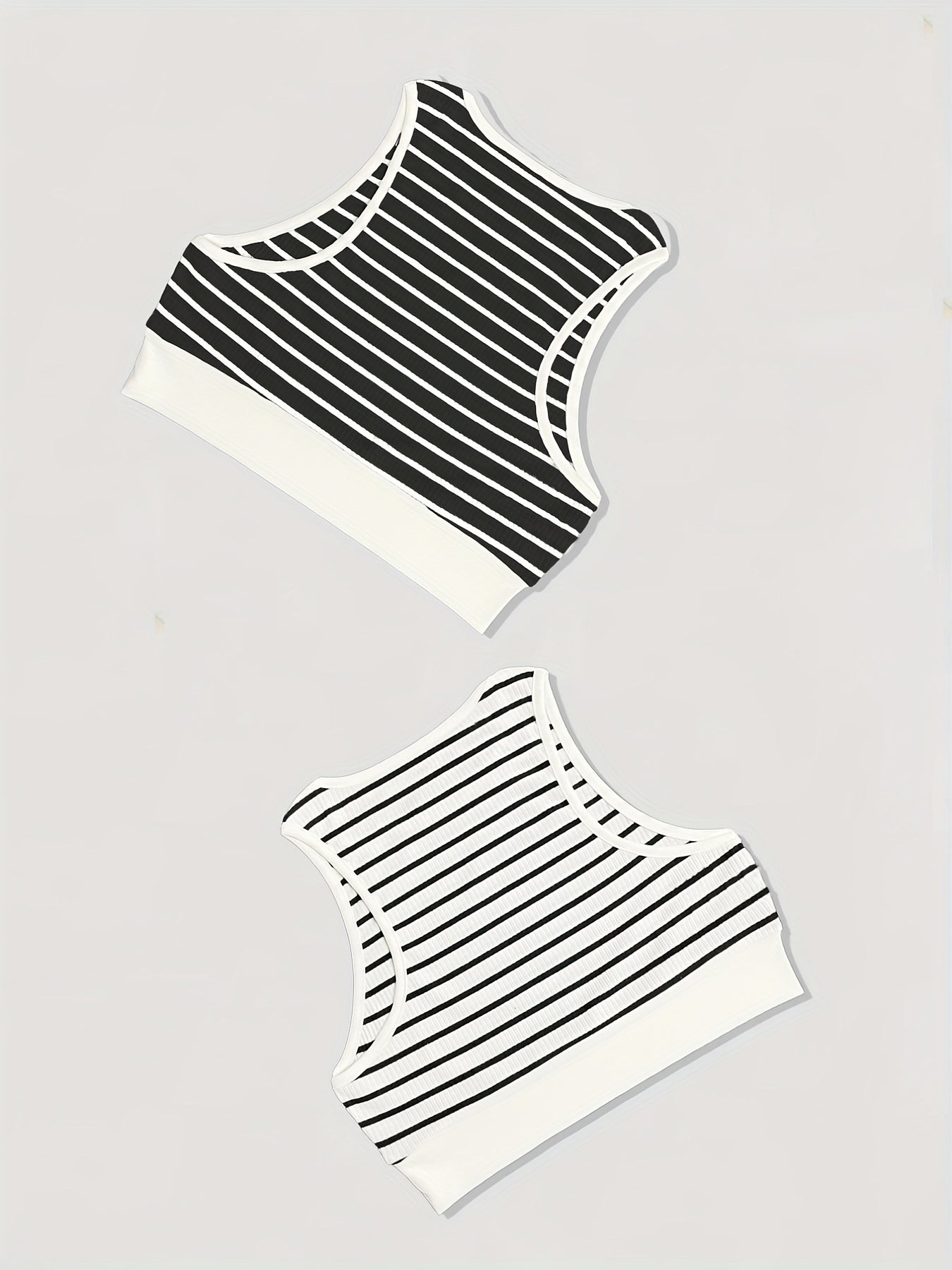 Striped Print Tank Top 2 Pack Crew Neck Sleeveless Summer Top