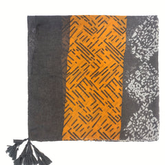 Vintage Block Scarf Dotted Print Tassel Shawl
