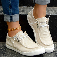 Women's Lace Up Canvas Shoes Comfortable Slip On Loafers Casual Low Top Sneakers