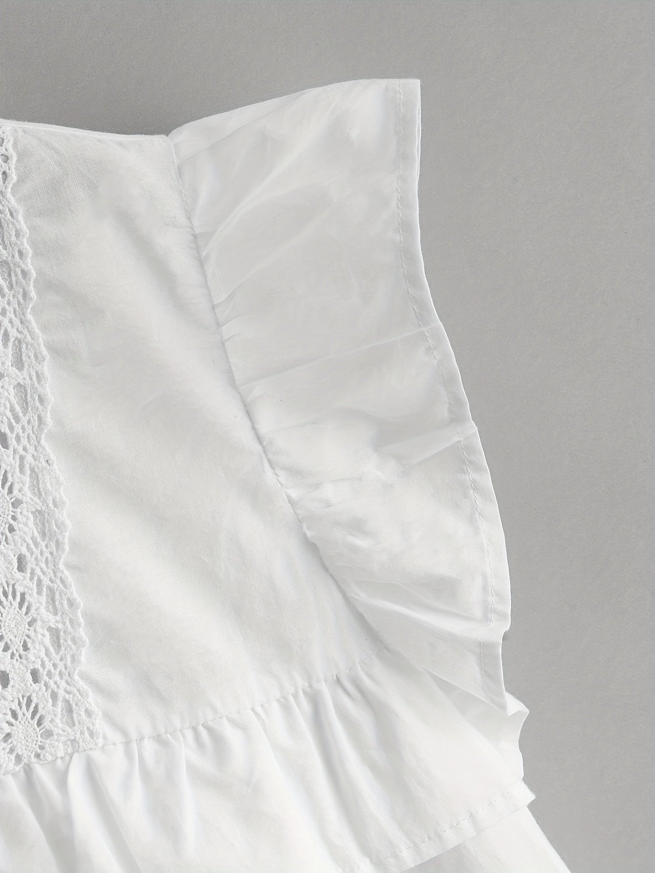 Lace Trim Cap Sleeve Blouse