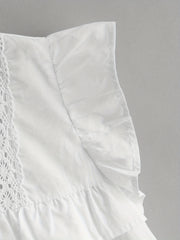 Lace Trim Cap Sleeve Blouse