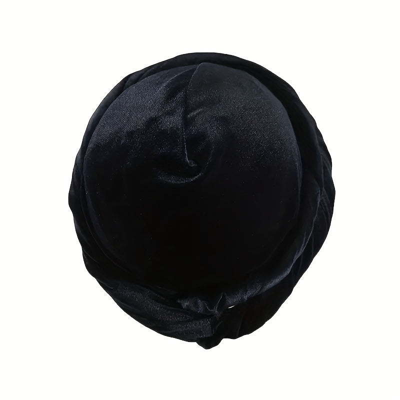Mens Velvet & Satin Turban Hat Double Layer Ethnic Winter Headwear