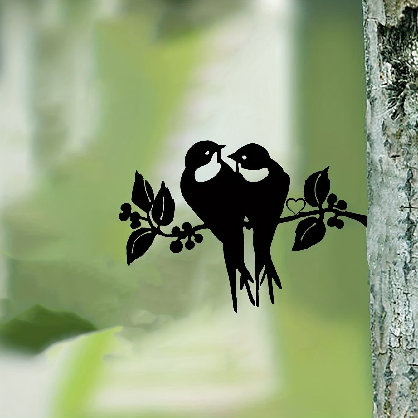 2 Birds Silhouette Steel Wall Decor Art Home Garden Statue Stakes