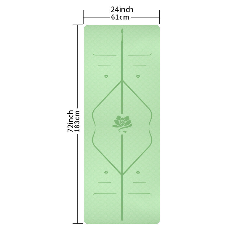 Non Slip Waterproof Yoga Mat 72x24x0.31 with Body Guide Line