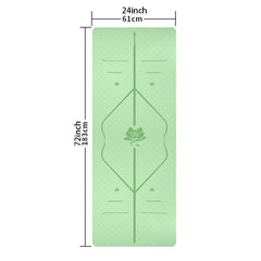 Non Slip Waterproof Yoga Mat 72x24x0.31 with Body Guide Line