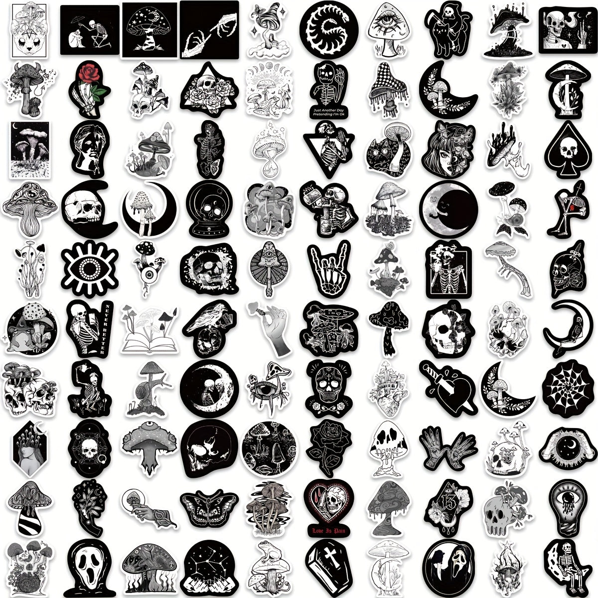 200 Pcs Gothic Pattern Luggage Stickers Punk Stickers Travel Accessories