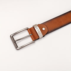 Brown Gradient Men's Casual Belt With Large Circle Ring