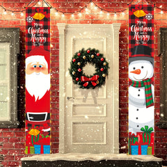 Christmas Door Banner Decorations Santa Claus Snowman Outdoor Hanging Decor