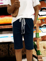 Solid Drawstring Waist Shorts for Women