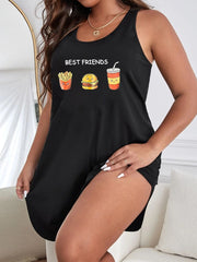 Cartoon Snack Print Tank Dress