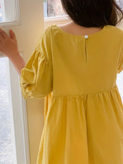 Girl's Cotton Puff Sleeve Princess Dress for Summer Parties