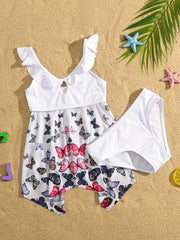 Girl's Butterfly Graphic 2 Piece Swimsuit Strappy Bikini Set