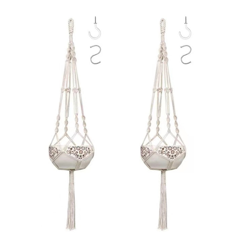 2pc Guno Macrame Plant Hanger - Indoor Hanging Basket & Flower Pot Holder