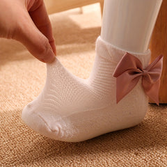 4Pairs Baby Girls Kids Mesh Breathable Soft Socks Bowknot Sweet Children's Socks