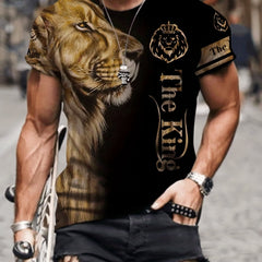 Men's Lion Graphic Print Active Tee for Summer