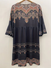 Paisley Print V Neck Stretch Dress