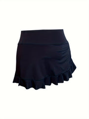Sports Skirt Women's Plus Ruched Ruffle Trim Mini Skirt