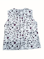 Floral Print V Neck Tank Top Medium Stretch Plus Size Casual