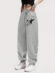 Women's Personality Print Sweatpants Casual Drawstring Sports Pants