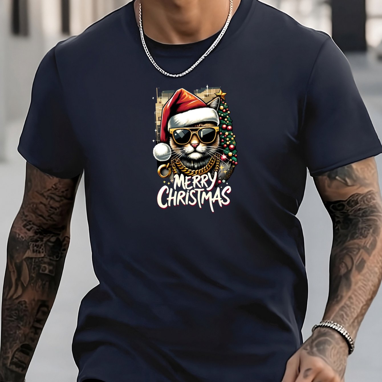Men's Cat Pattern Shirt Casual Short Sleeve Tee Top
