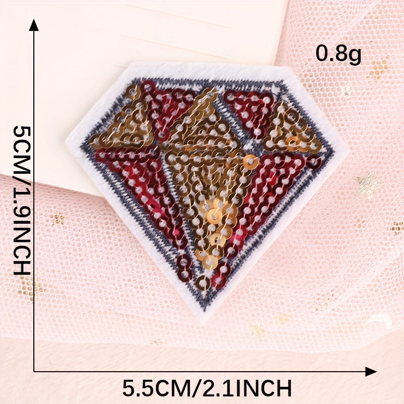 3pcs Sequin Embroidered Diamond Patch Applique DIY Iron On Patch