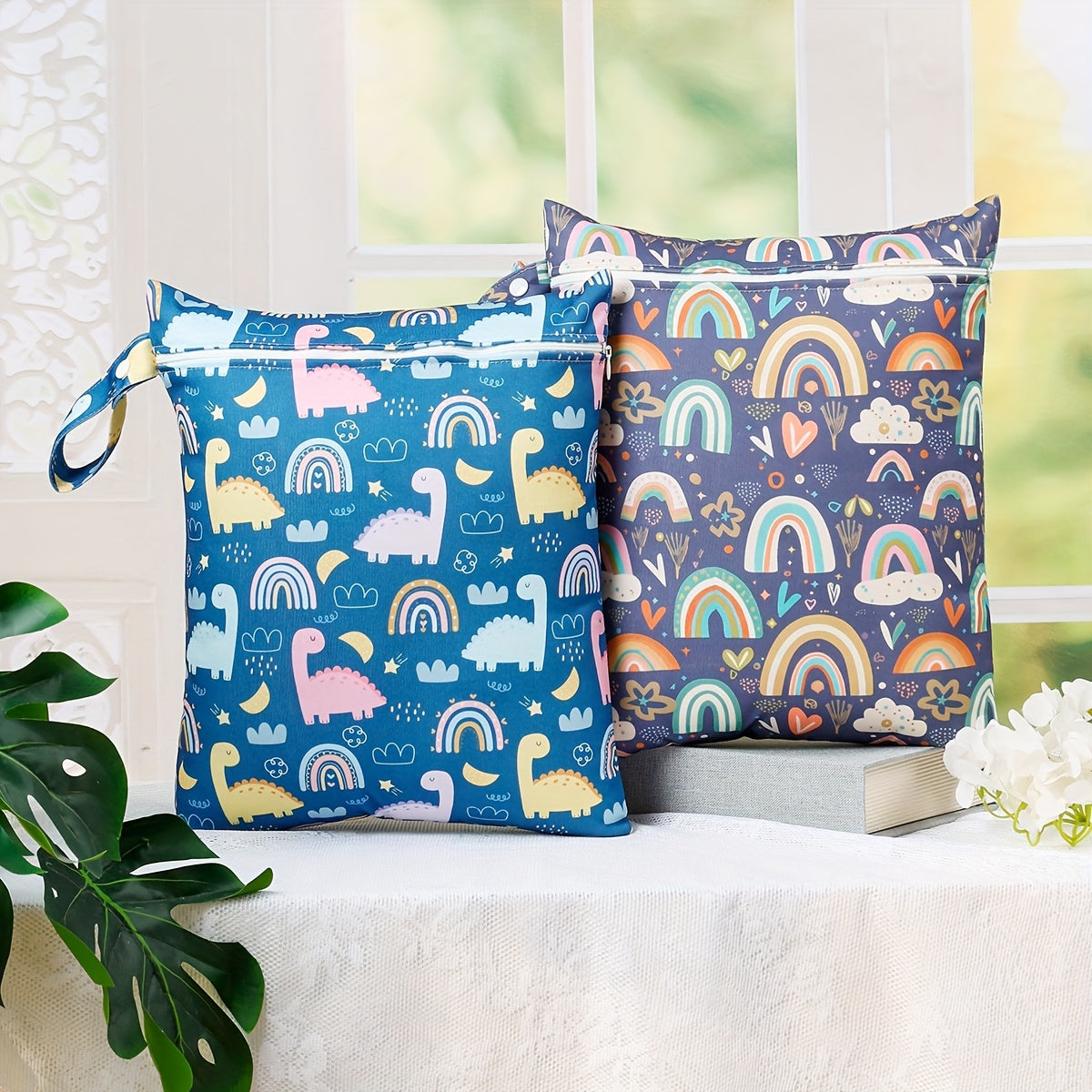 2pcs Wet Dry Bag Diaper Nappy Reusable Washable Bag for Thanksgiving Christmas H