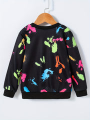 Girls Multicolored Portrait Graphic Sweatshirt