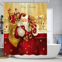 Santa Claus Shower Curtain Set Christmas Decorations