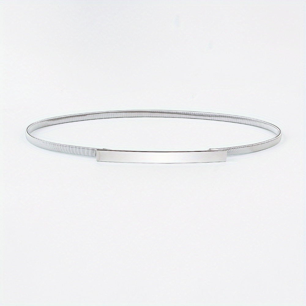 Boho Metal Buckleless Elastic Belt Women Thin Waist Belts