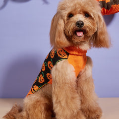 Pet Halloween Pumpkin Sweater Warm Dog Sweater For Winter